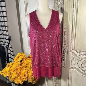 MICHAEL Michael Kors Sequin Sleeveless Top - Pink